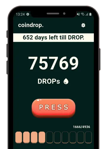 CoinDrop home screen showing daily crypto earnings and balance